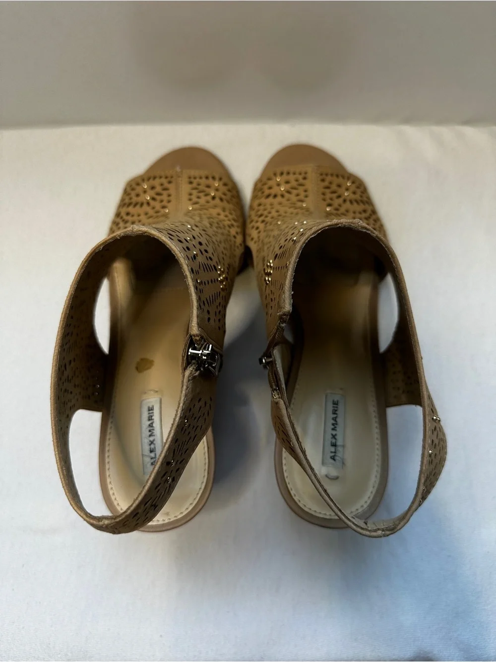 Alex Marie- Maiya- Pink Marble Cork Wedge Sandals- 8.5